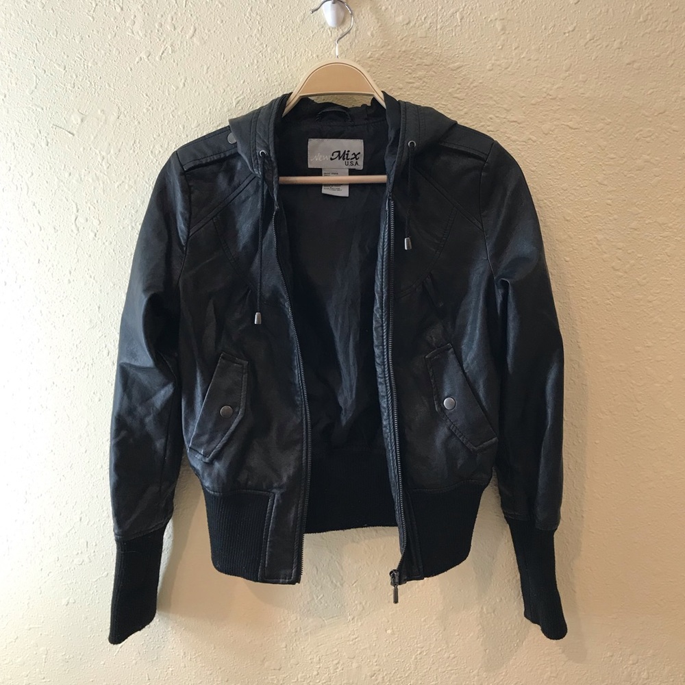 Black faux leather jacket size small
